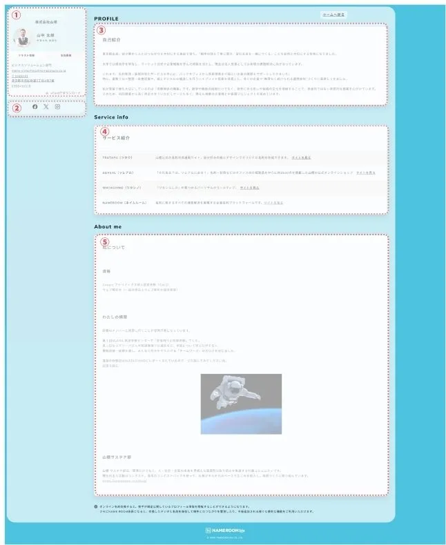 プロフィールページ基本構成